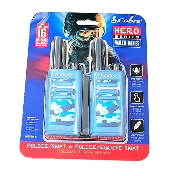 Cobra Hero Series Police/Swat Blue Camo Walkie Talkies Up to 16 Mile Range (NIB) - Picture 1 of 10